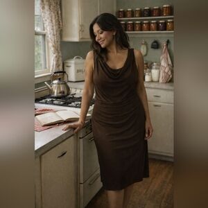 GEORGE Stretch Elegant Brown Sleeveless Dress